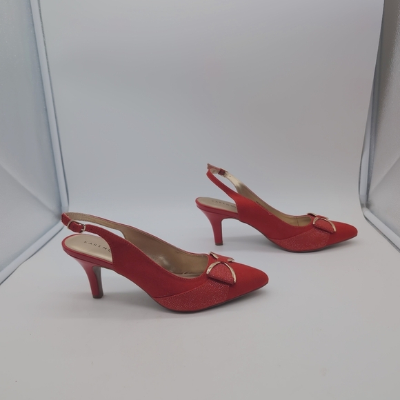 Karen Scott Sz 9.5 Elegant Red Slingback Heels Gladiss - Picture 7 of 9
